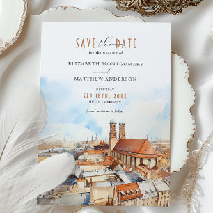 Charming Munich Wedding Save the Date Card Einladung