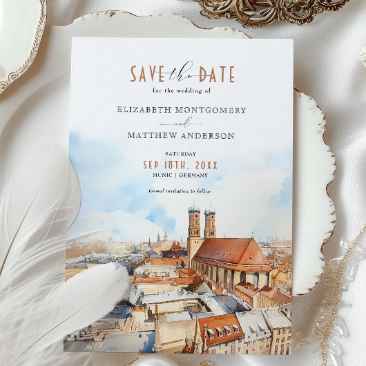 Charming Munich Wedding Save the Date Card Einladung