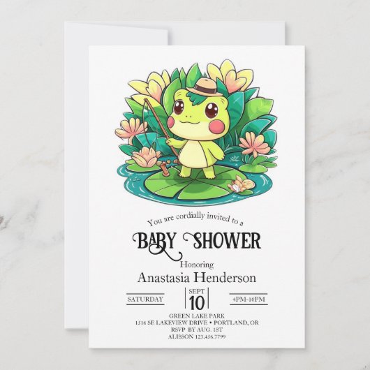 Charming Mystical Frog Baby Dusche Einladung (Vorderseite)