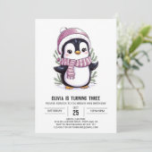 Charming Mystical Penguin Digital Geburtstag Einladung (Stehend Vorderseite)