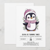 Charming Mystical Penguin Digital Geburtstag Einladung (Vorne/Hinten)