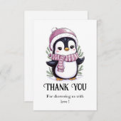 Charming Mystical Pinguin Baby Dusche Dankeskarte (Vorne/Hinten)