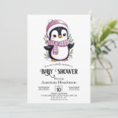 Charming Mystical Pinguin Baby Dusche Einladung (Stehend Vorderseite)