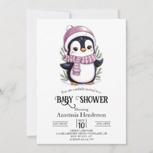 Charming Mystical Pinguin Baby Dusche Einladung