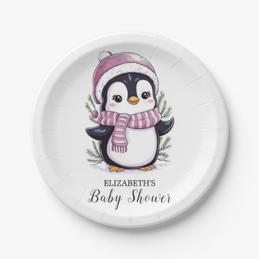 Charming Mystical Pinguin Baby Dusche Pappteller (Vorderseite)