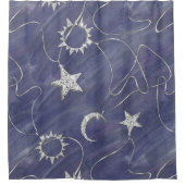 Charming Mystique Silver Moon | Stars Sun Amulet Duschvorhang (Vorderseite)