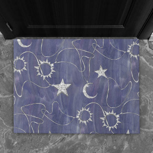 Charming Mystique Silver Moon   Stars Sun Amulet Fußmatte