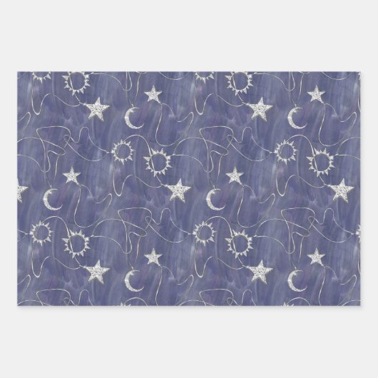 Charming Mystique Silver Moon | Stars Sun Amulet Geschenkpapier Set (Vorderseite 2)