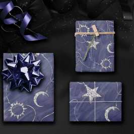 Charming Mystique Silver Moon | Stars Sun Amulet Geschenkpapier Set