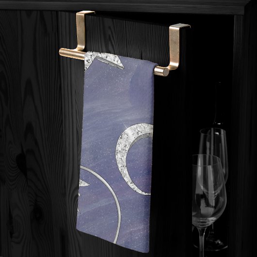 Charming Mystique Silver Moon | Stars Sun Amulet Geschirrtuch