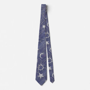 Charming Mystique Silver Moon   Stars Sun Amulet Krawatte