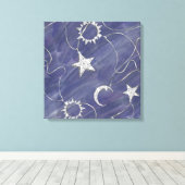 Charming Mystique Silver Moon | Stars Sun Amulet Leinwanddruck (Insitu (Holzboden))