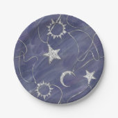 Charming Mystique Silver Moon | Stars Sun Amulet Pappteller (Vorderseite)
