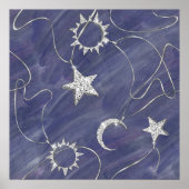 Charming Mystique Silver Moon | Stars Sun Amulet Poster (Vorne)