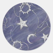 Charming Mystique Silver Moon | Stars Sun Amulet Runder Aufkleber (Vorderseite)