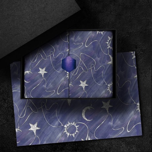 Charming Mystique Silver Moon | Stars Sun Amulet Seidenpapier