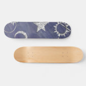 Charming Mystique Silver Moon | Stars Sun Amulet Skateboard (Horizontal)
