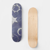 Charming Mystique Silver Moon | Stars Sun Amulet Skateboard (Vorderseite)