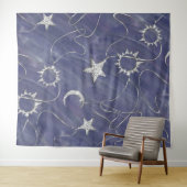 Charming Mystique Silver Moon | Stars Sun Amulet Wandteppich (Beispiel (Horizontal))