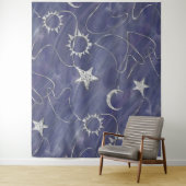 Charming Mystique Silver Moon | Stars Sun Amulet Wandteppich (Beispiel)