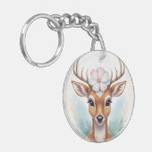 Charming & Natur Inspiriert Hirsch mit Blume Schlüsselanhänger (Vorderseite links)