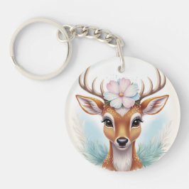 Charming & Natur Inspiriert Hirsch mit Blume Schlüsselanhänger