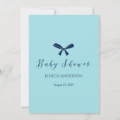 Charming Navy Blue Bow schätzt das Baby Food Game Einladung (Rückseite)