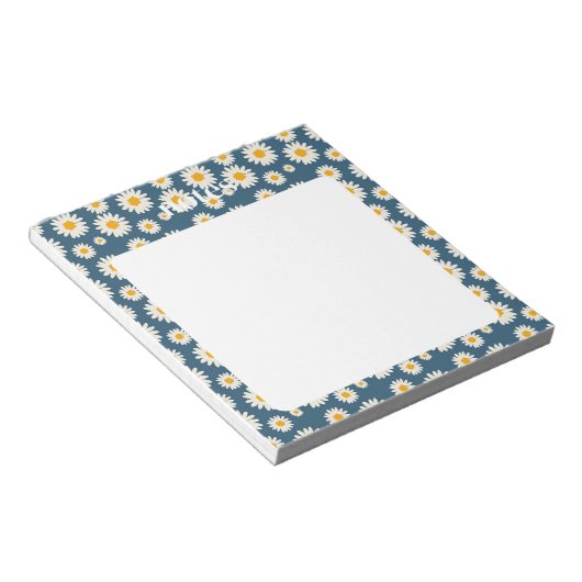 Charming Navy und White Daisy Muster Notizblock (angewinkelt)