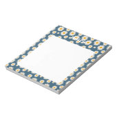 Charming Navy und White Daisy Muster Notizblock (Rotiert)