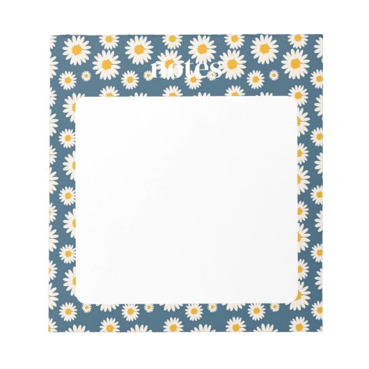 Charming Navy und White Daisy Muster Notizblock (Vorderseite)
