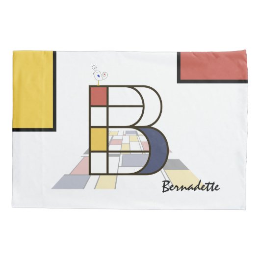 Charming Neoplasticism Art Monogram. Buchstabe B Kissenbezug (Rückseite)