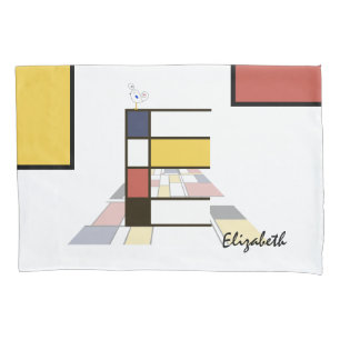 Charming Neoplasticism Art Monogram. Buchstabe E Kissenbezug