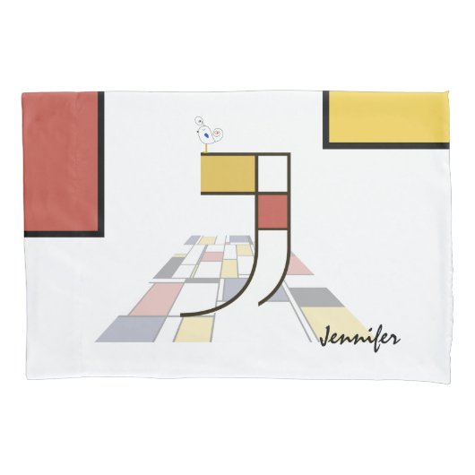 Charming Neoplasticism Art Monogram. Buchstabe J Kissenbezug (Vorderseite)