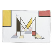 Charming Neoplasticism Art Monogram. Buchstabe M Kissenbezug (Rückseite)
