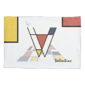 Charming Neoplasticism Art Monogram. Buchstabe V Kissenbezug (Rückseite)