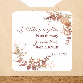Charming Neutral Autumn Little Pumpkin Quadratischer Aufkleber