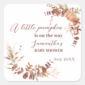 Charming Neutral Autumn Little Pumpkin Quadratischer Aufkleber (Vorderseite)