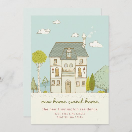 Charming New Zuhause Sweet Zuhause Moving Ankündig Ankündigung (Vorne/Hinten)