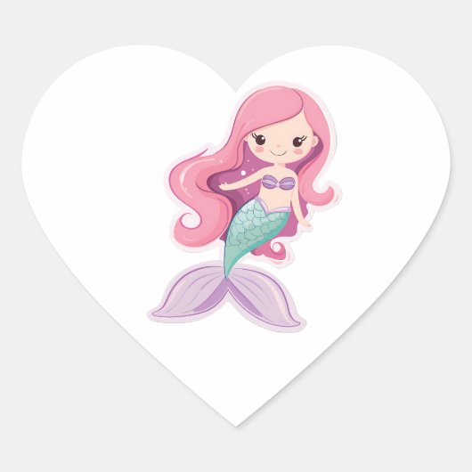 Charming Niedlich Pastel Mermaid Herz-Aufkleber (Vorderseite)