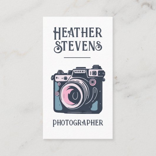 Charming Niedlich Retro-Kamera Cool Fotograf Visitenkarte (Vorderseite)