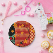 Charming Ochre Vintage Flying Witch HalloweenParty Pappteller (Party)