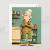 Charming Oma und ihre Katze Feiertagspostkarte (Vorne/Hinten)