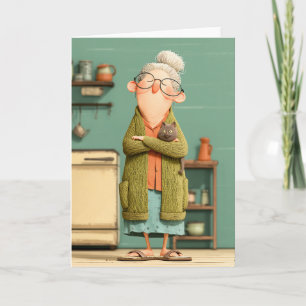 Charming Oma und ihre Katze Karte