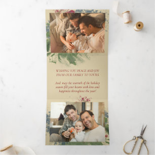 Charming Paint Christmas   Red Blue Green 3 Foto Dreifach Gefaltete Urlaubskarte