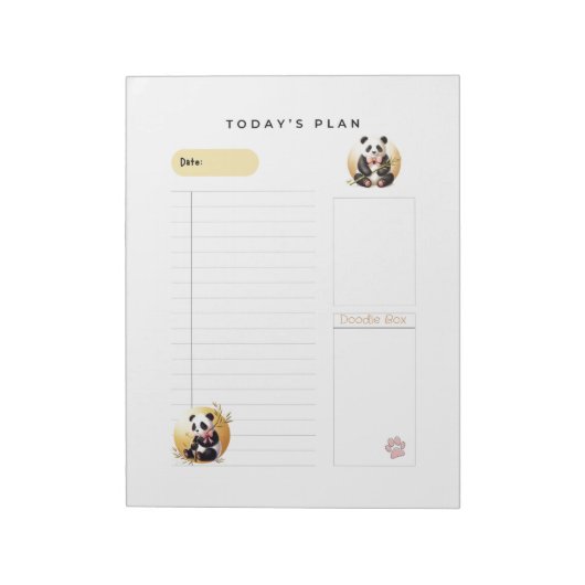 Charming Panda Bears Daily Plans Notepad Notizblock (Rotiert)