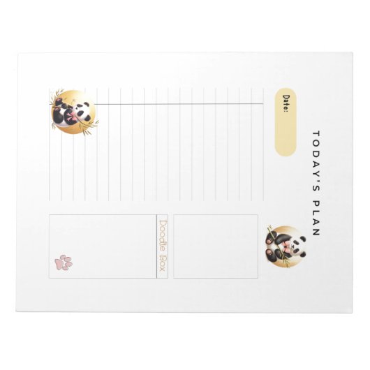 Charming Panda Bears Daily Plans Notepad Notizblock (Vorderseite)