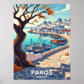 Charming Paros Greece harbor scene Poster (Vorne)