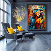 Charming Parrot - Kubistischer DJ des Dschungels Poster