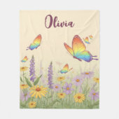 Charming Pastel Butterfly Meadow Fleecedecke (Vorderseite)