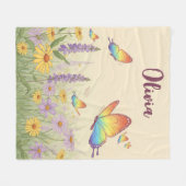 Charming Pastel Butterfly Meadow Fleecedecke (Vorderseite (Horizontal))